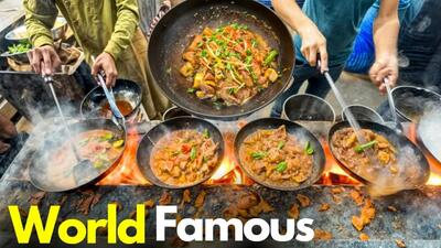 (ویدئو) غذای خیابانی در پاکستان؛ پخت خورشت با گوشت گوسفند در لاهور