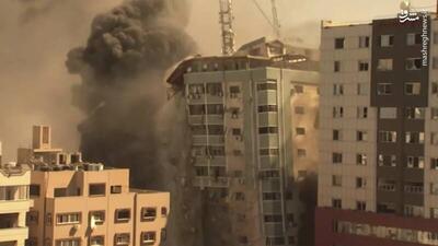 فیلم/ لحظه هدف قرار گرفتن یک ساختمان در غزه