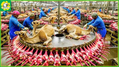 (ویدئو) فرآیند فرآوری شیر و گوشت شتر یک کارخانه بزرگ عربستانی