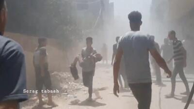 حمله اسرائیل به یک ساختمان مسکونی در نزدیکی خان یونس + فیلم