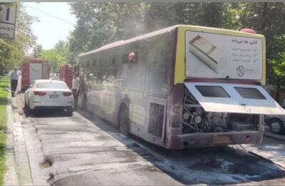 حریق اتوبوس ناوگان شهری رشت و مهار آتش