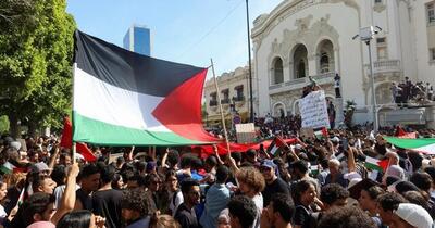 تظاهرات تونسی‌ها علیه نقش آمریکا در جنگ غزه