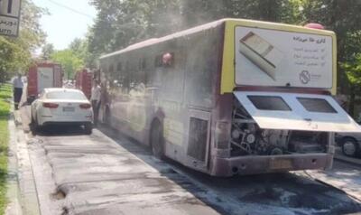 نقص فنی، علت آتش گرفتن اتوبوس در خیابان رشت