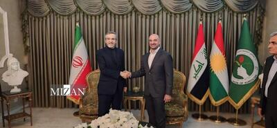 دیدار باقری با رئیس حزب اتحادیه میهنی کردستان عراق