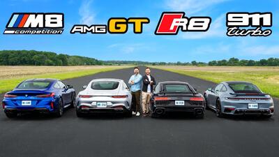 درگ جذاب مرسدس AMG GT63، پورشه 911 توربو، بی‌ام‌و M8 و آئودی R8 | مجله پدال