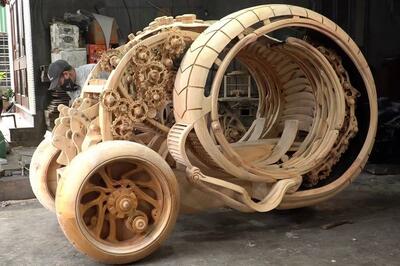 (تصاویر) خودروی چوبی «زمان» که با استفاده از هوش مصنوعی ساخته شده