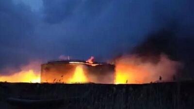 حمله پهپاد انتحاری اوکراین به مخازن ذخیره نفت روسیه + فیلم