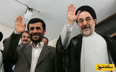 عکس | هم‌سفره شدن محمود احمدی‌نژاد و سید محمد خاتمی در یک مراسم