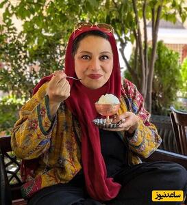 عکس | ژست جالب شبنم مقدمی با فالوده بستنی شیرازی - عصر خبر