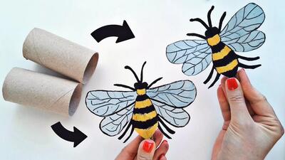 ایده ساخت صنایع دستی بازیافتی با رول های دستمال توالت / گیره زنبور عسل