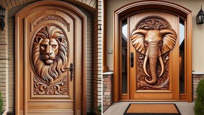 درب های ورودی چوبی با طرح های حیرت انگیز حیوانات (عکس)