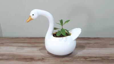 آموزش ساخت گلدان گچی به شکل غاز (اردک) / این گلدان را برای روی میز بساز