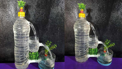 (ویدئو) فرآیند درست کردن یک آبنمای زیبا و ساده با بطری پلاستیکی