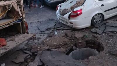 لحظه انفجار وحشتناک چاه فاضلاب در تبریز