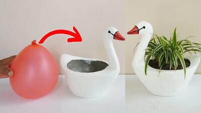 نحوه ساخت گلدان اردک برای دکوراسیون منزل و باغ / ایده های کاردستی سیمانی