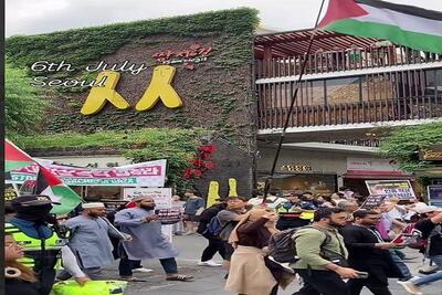 تظاهرات در سئول در محکومیت حملات رژیم‌صهیونیستی به غزه