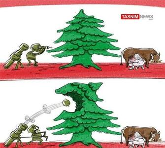 کاریکاتور/ عجز و ناتوانی صهیونیست‌ها در شمال فلسطین و تقابل با لبنان