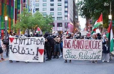 عکس/ برپایی تظاهرات همبستگی با غزه در مونترال کانادا