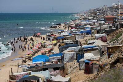 عکس/ وضعیت آوارگان فلسطینی در کنار ساحل غزه