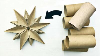 اوریگامی ستاره ساخته شده از رول های کاغذ توالت / کاردستی آسان با رول دستمال توالت