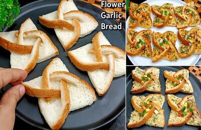 طرز تهیه میان وعده متفاوت با نان تست به شکل گل در ۳ دقیقه !