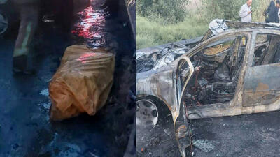 راننده 56 ساله در ماشین پرایدش زنده زنده سوخت! / در جاده ورامین رخ داد! + عکس