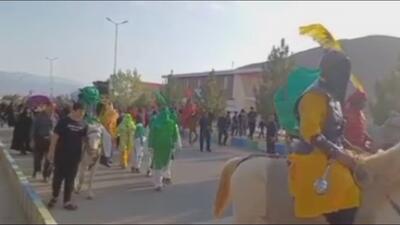 حرکت نمادین کاروان امام حسین (ع) در شهر کلاته رودبار + فیلم