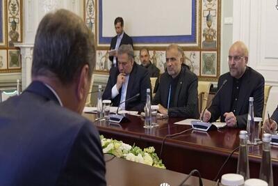 دیدار رئیس مجلس شورای اسلامی با رئیس دومای روسیه+ فیلم