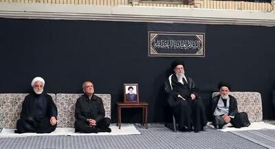 مراسم عزاداری امام حسین (ع) در حسینیه امام خمینی/ حضور پزشکیان در کنار رهبر انقلاب