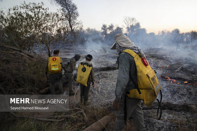 مشارکت ۷۰ نفر در مهار آتش در کوه خائیز بهبهان