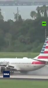 ترکیدن لاستیک یک هواپیمای آمریکایی هنگام برخاستن