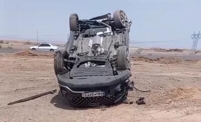 ویدئوی واژگونی کامیون حامل خودروهای تیگو در یزد | خودروهای تیگو نابود شدند