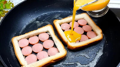 (ویدئو) طرز تهیه یک صبحانه آلمانی با سوسیس و تخم مرغ