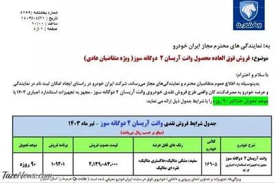 فروش جدید ایران خودرو از امروز؛ مهلت ثبت نام تا ۳۱ تیر ۱۴۰۳