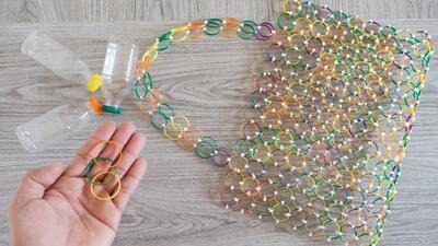 ساخت کیف دستی از حلقه های بطری پلاستیکی / شگفت انگیزترین کاردستی پلاستیکی