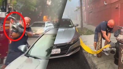 (ویدئو) عاقبت توقف خودرو مقابل شیر آتش نشانی