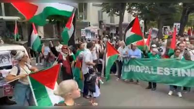 تظاهرات حامیان فلسطین در فرانسه + فیلم