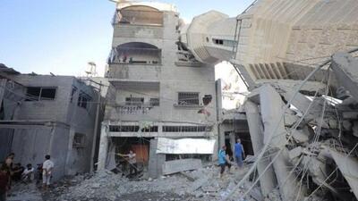 تخریب یک مسجد در حمله اسرائیل به غزه