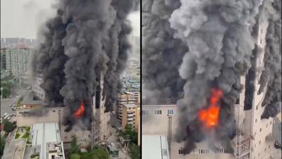 فیلم| آتش‌سوزی مرگبار در یک مرکز خرید در چین