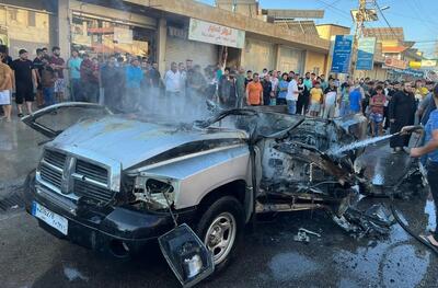 (ویدئو) حمله پهپادی اسرائیل به خودروی فرمانده جماعت اسلامی لبنان