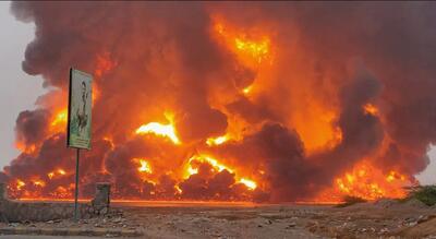 حمله به بندر حدیده با ۱۲ جنگنده اف۳۵ | تصاویری از بمباران مخازن نفت بندر الحدیده یمن را ببینید +ویدئو