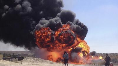 تصاویری از محل بمباران الحدیده (فیلم)