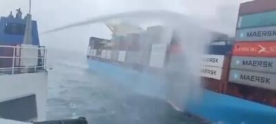 آتش‌سوزی شدید کشتی باری در سواحل گوا