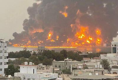 ویدیوهای شعله‌ عظیم آتش در یمن پس از حمله اسرائیل