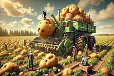 کشاورزی نوین؛ با تجهیزات نوین سیب زمینی میکارن قد لاستیک کامیون واسه سرخ کردن