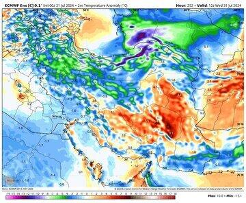 توده هوای گرم کی از ایران خارج می‌شود؟