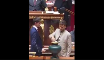 چپگرایان پارلمان فرانسه با نماینده‌ی حزب راست افراطی و نژادپرست و فاشسیت لوپن دست ندادند (فیلم)