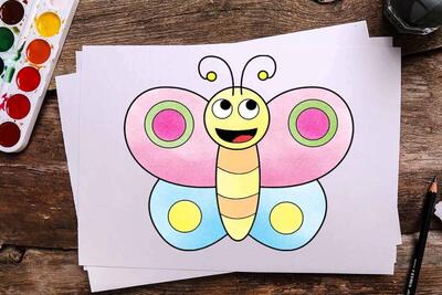 آموزش تصویری نقاشی پروانه کودکانه