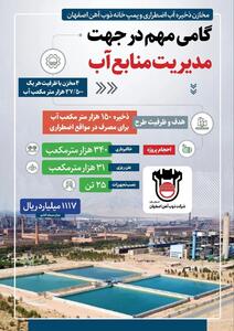 اینفو: پروژه مخازن ذخیره آب اضطراری ذوب آهن اصفهان امروز افتتاح شد